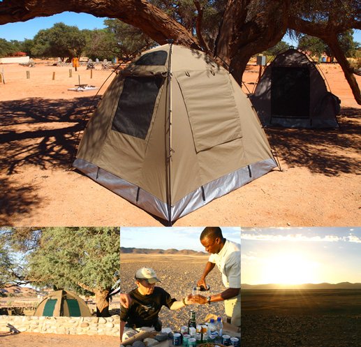 ナミブ砂漠でキャンプ